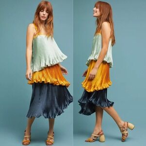 NWT Anthropologie Guapa Pleated Colorblock Dress Small